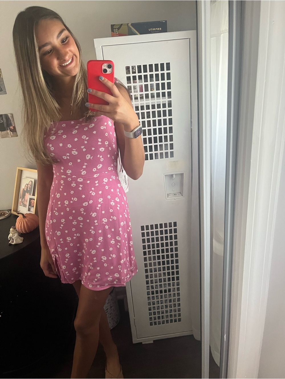 Pink Floral Mini Dress